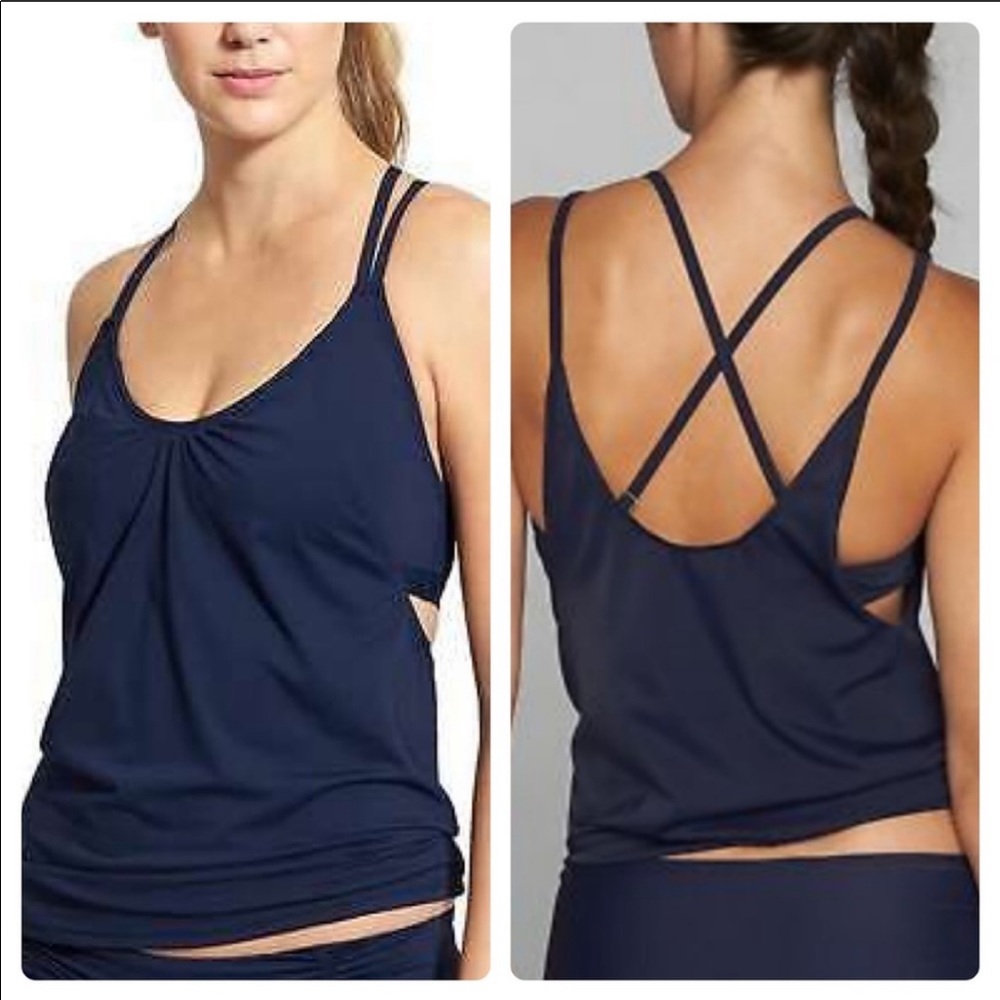 Athleta Blousy Tankini Top New Blue 32B/C